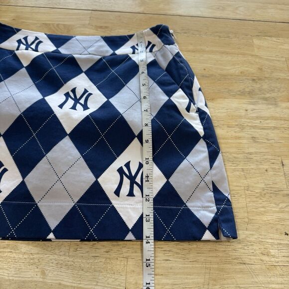 Loudmouth Mini Golf Skort Size 0 Blue Argyle New York Yankees MLB Spandex Pocket - Picture 10 of 13